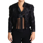 Dolce & Gabbana Black Lace Sheer Corset Organza Silk Jacket JKT2814-IT46
