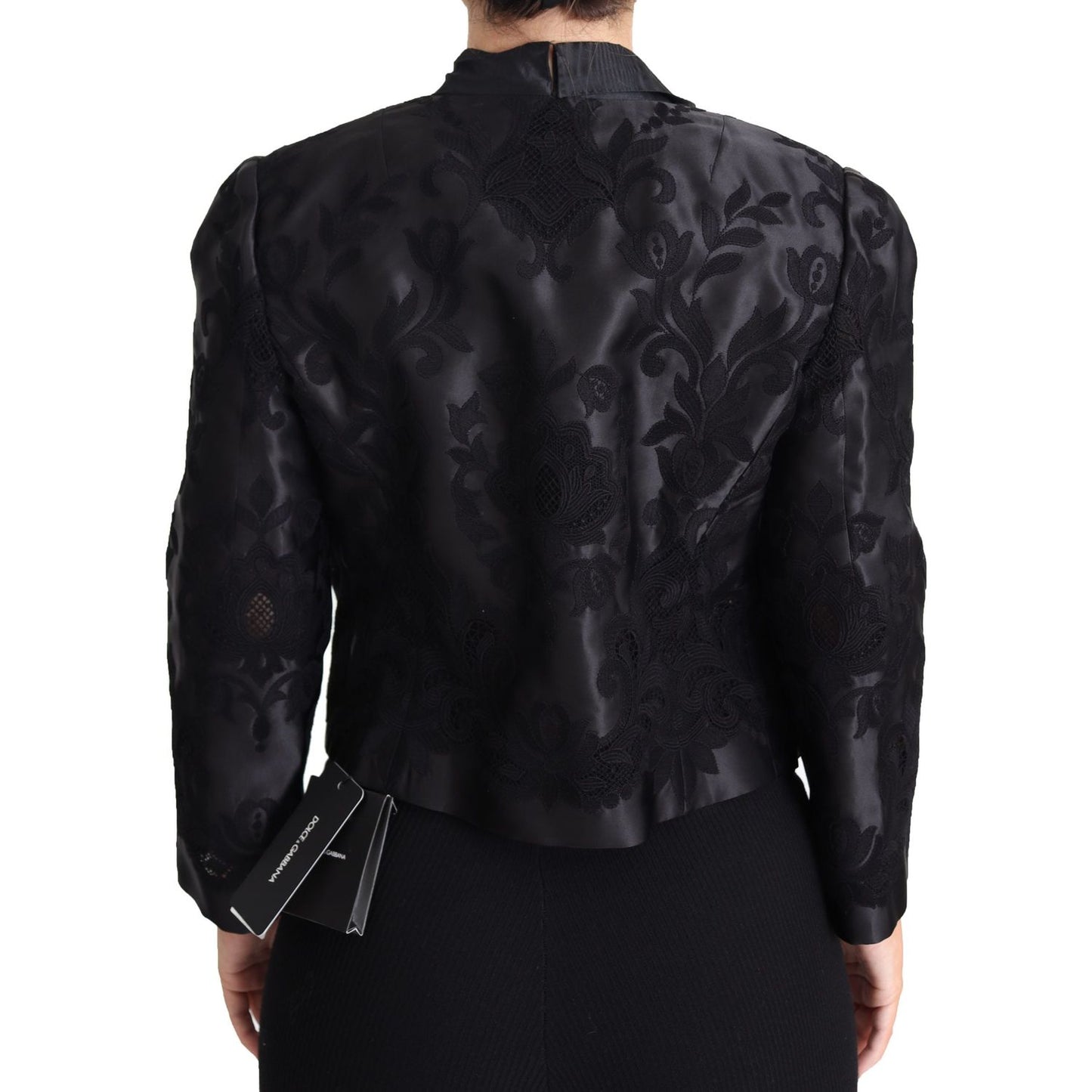 Dolce & Gabbana Black Lace Sheer Corset Organza Silk Jacket JKT2814-IT46