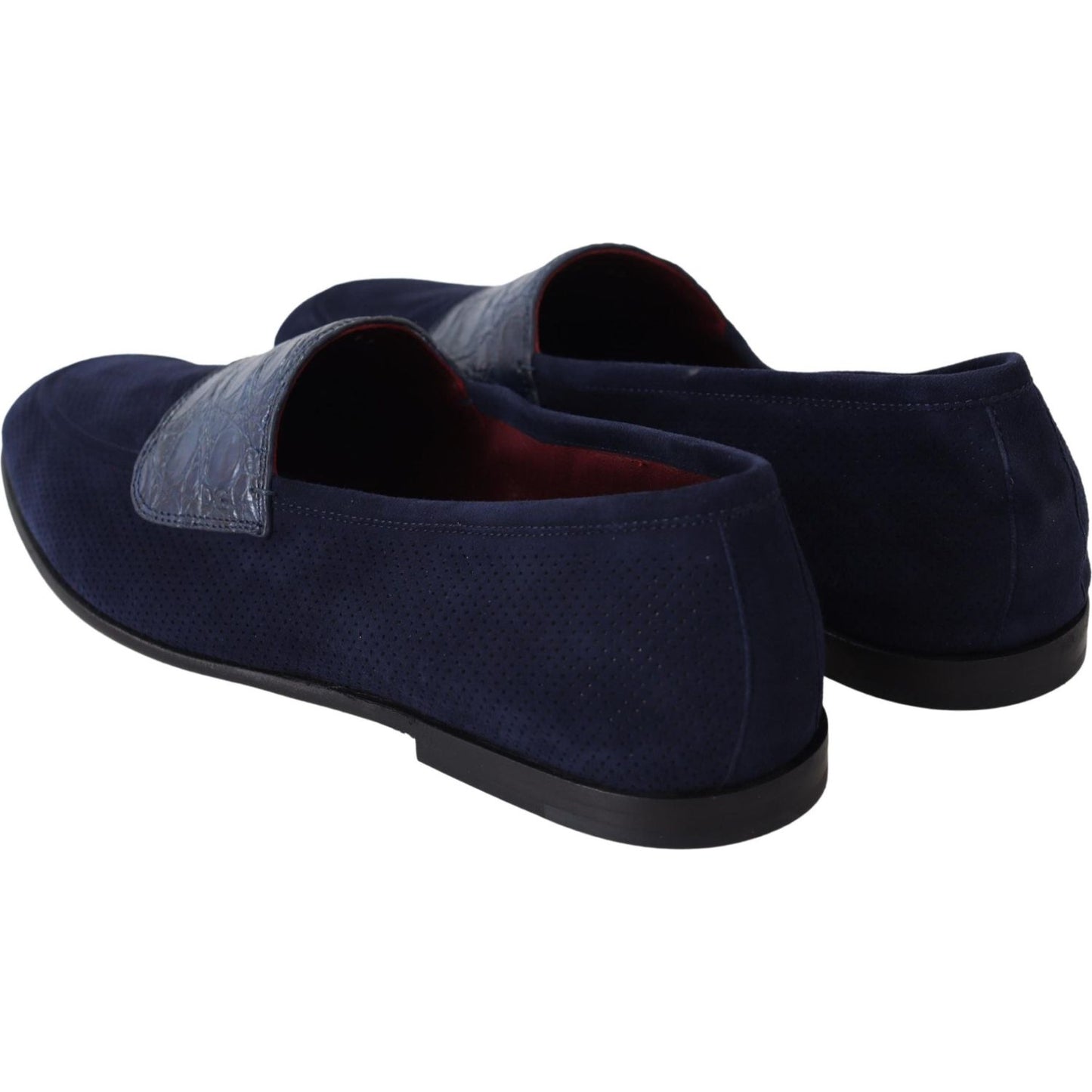 Dolce & Gabbana Blue Suede Caiman Loafers Slippers Shoes MV3705-39.5
