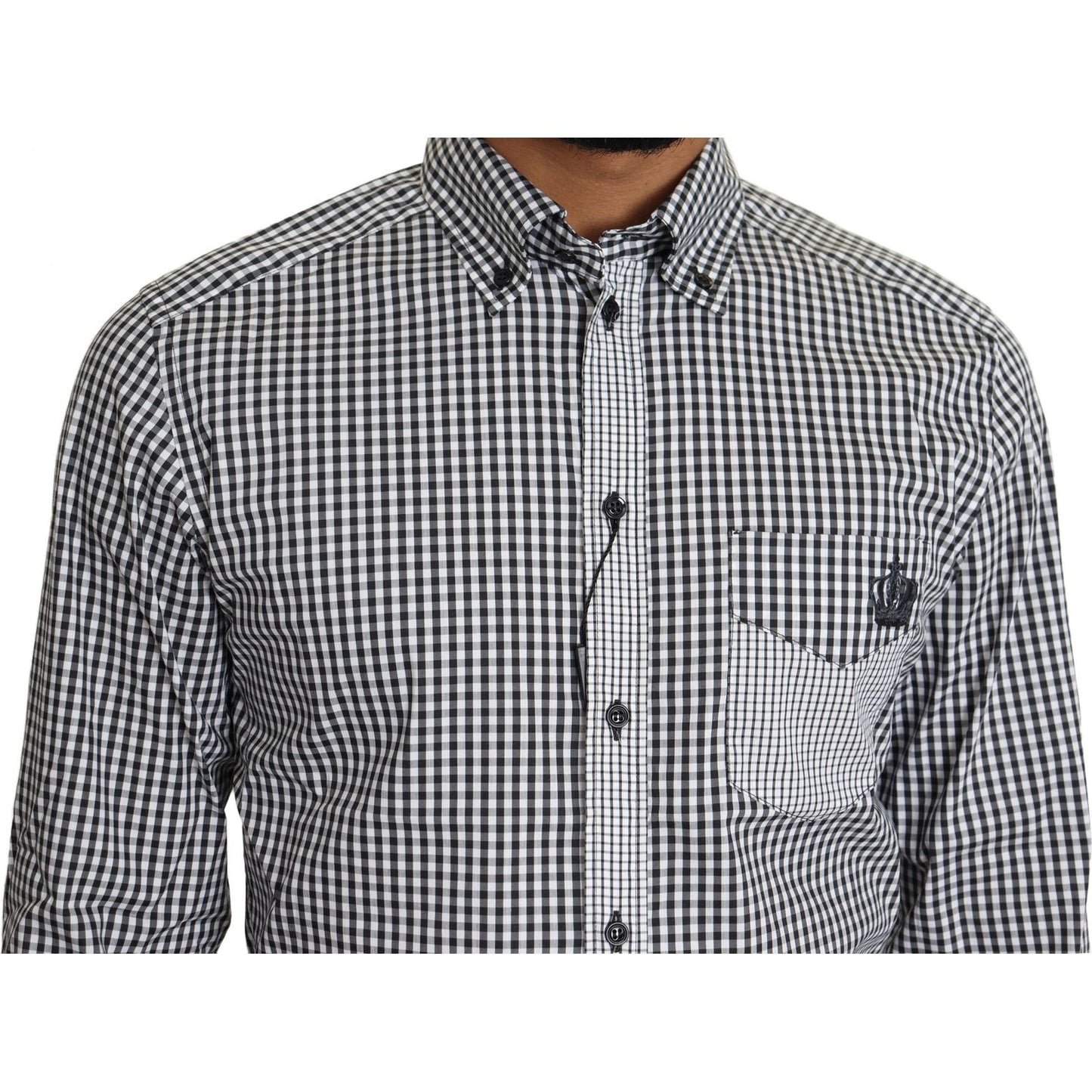 Dolce & Gabbana Black White Checkered Casual Shirt TSH5485-37