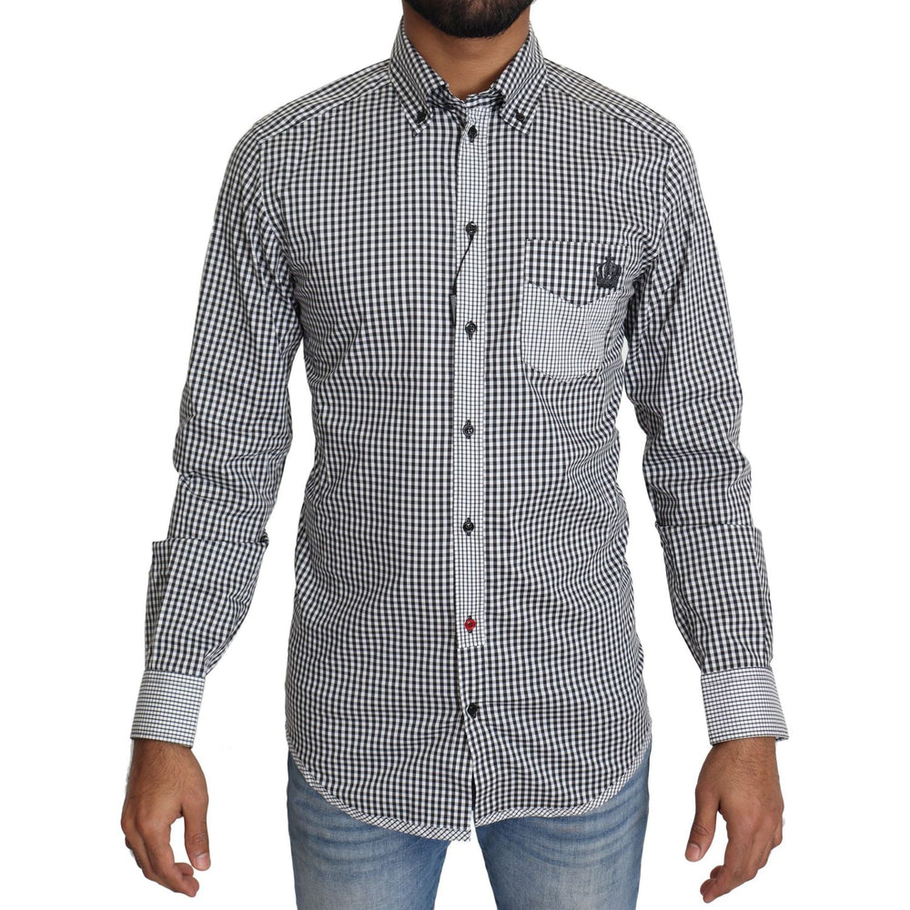 Dolce & Gabbana Black White Checkered Casual Shirt TSH5485-37