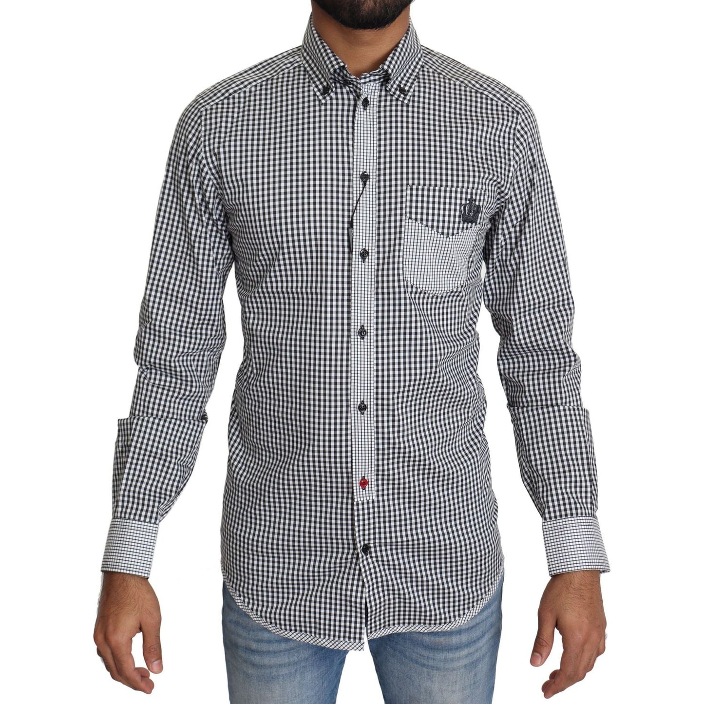 Dolce & Gabbana Black White Checkered Casual Shirt TSH5485-37