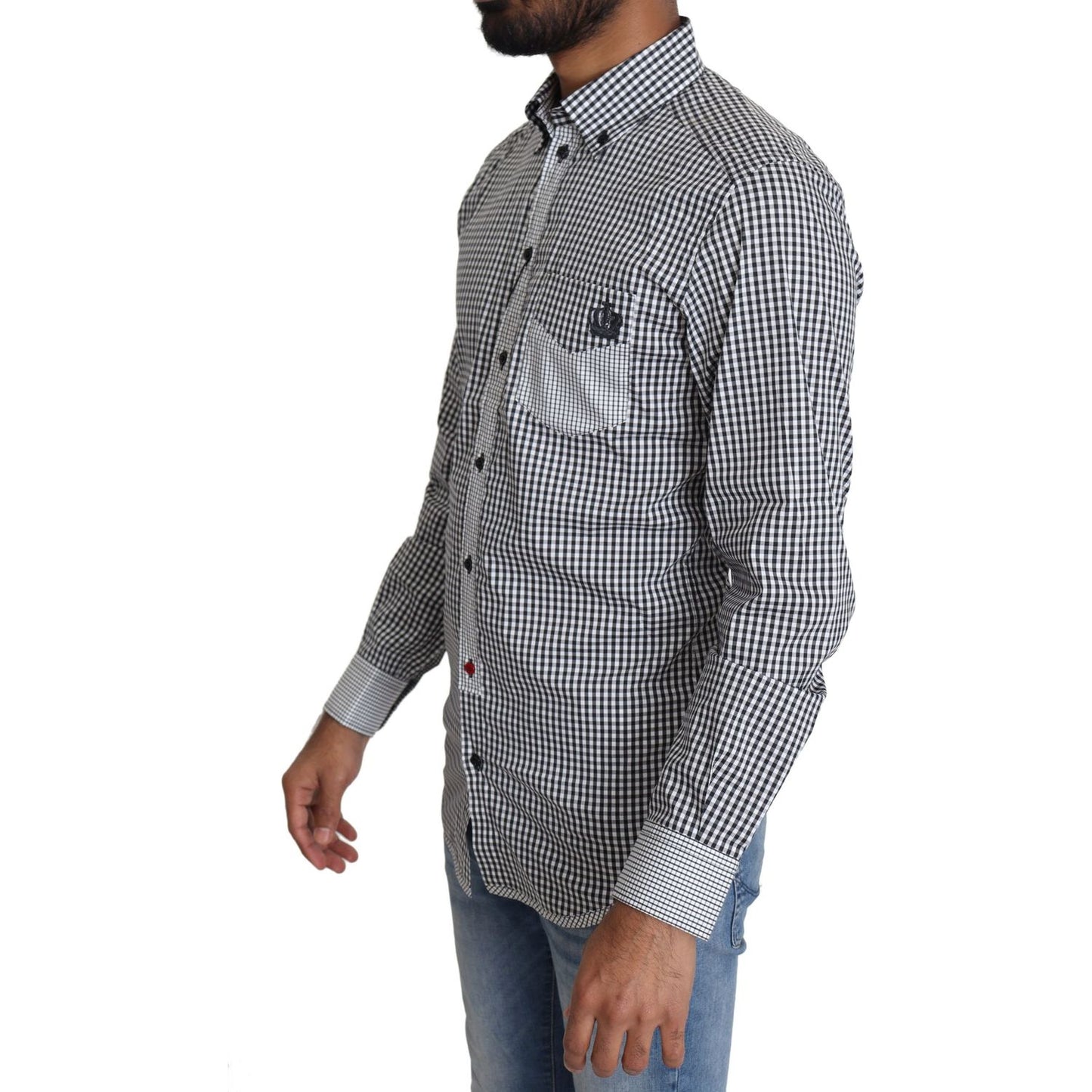 Dolce & Gabbana Black White Checkered Casual Shirt TSH5485-37