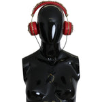 Dolce & Gabbana FRENDS Leather Red Floral Crystal Headset Headphones SMY100162