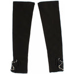 Dolce & Gabbana Black Leather Crystal Beaded Finger Free Gloves GLO020-7
