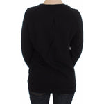 Exte Chic Skull Motif Crew-Neck Cotton Sweater Exte Black