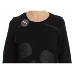 Exte Chic Skull Motif Crew-Neck Cotton Sweater Exte Black