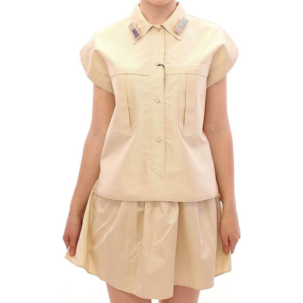 Andrea Incontri Beige Sleeveless Blouse Top GSS10712-3