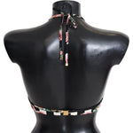 Dolce & Gabbana Multicolor Striped Rose Print Swimwear Bikini Tops BIK1450-IT1