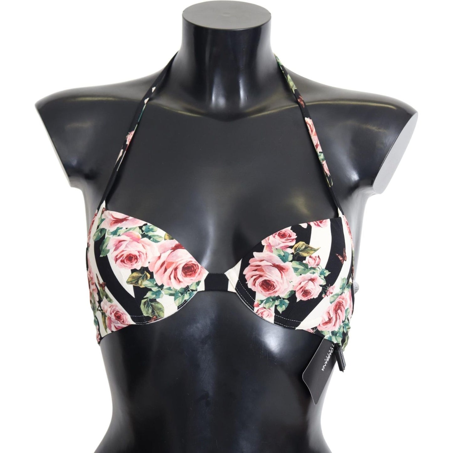 Dolce & Gabbana Multicolor Striped Rose Print Swimwear Bikini Tops BIK1450-IT1