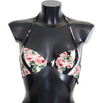 Dolce & Gabbana Multicolor Striped Rose Print Swimwear Bikini Tops BIK1450-IT1