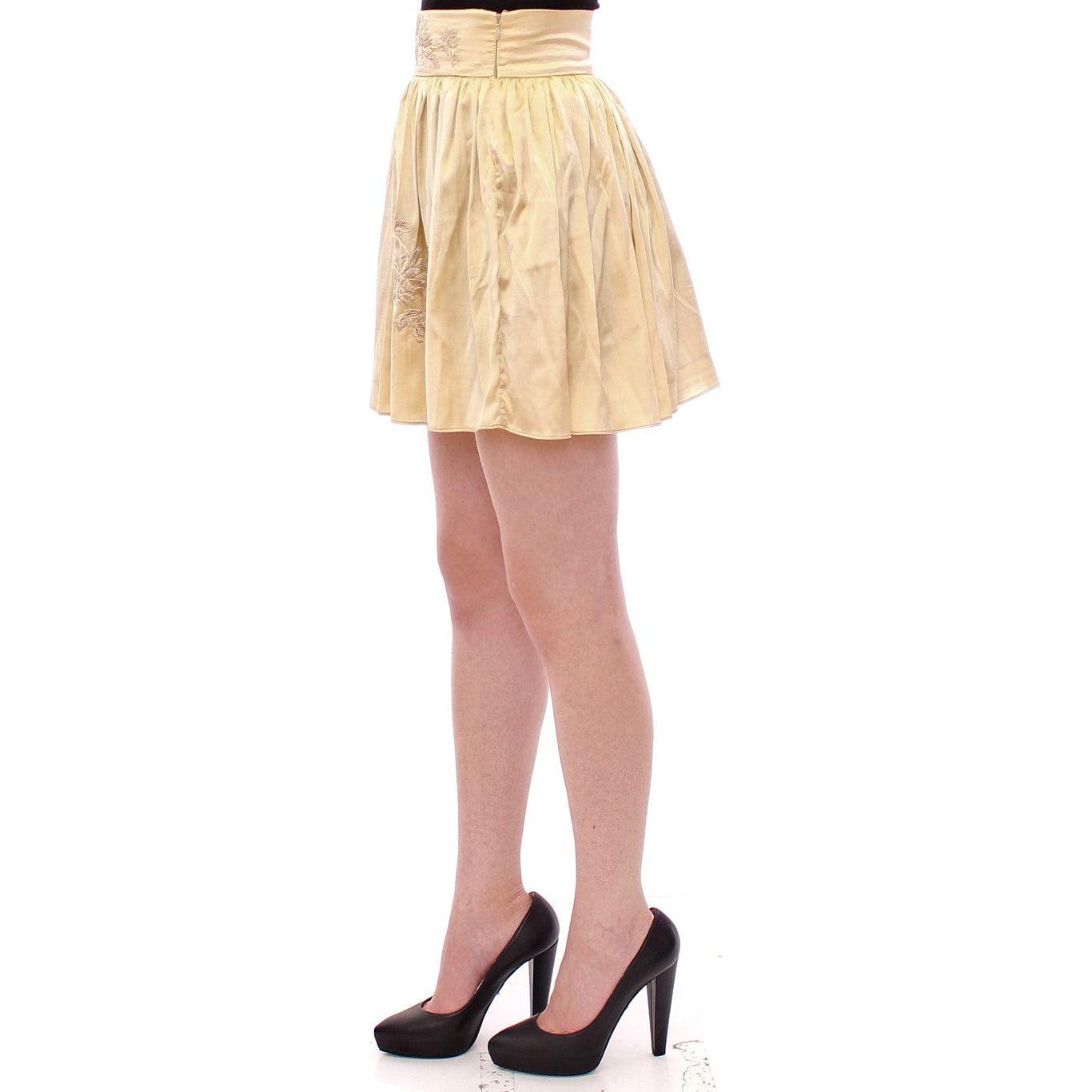 Andrea Incontri Beige Floral Embroidery Mini Skirt