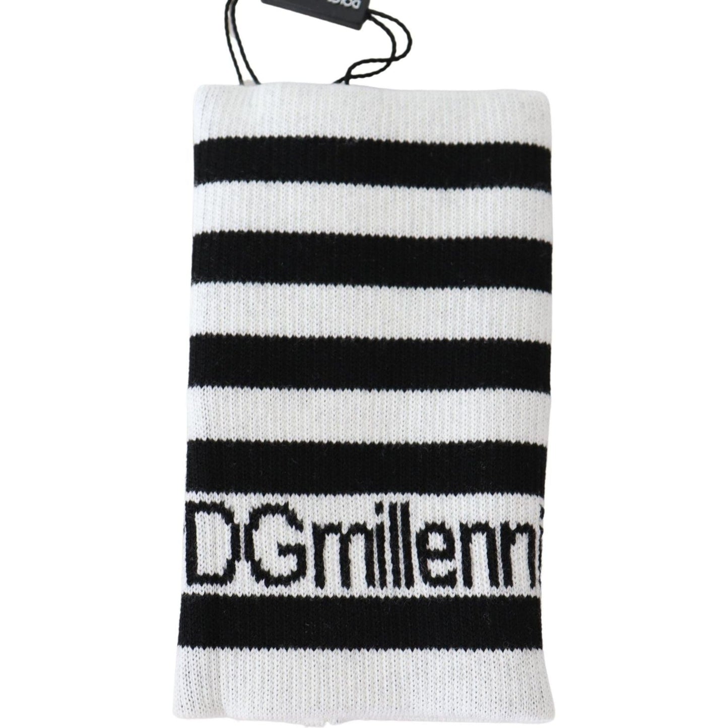 Dolce & Gabbana Black White Wool DGMillennials Wristband Wrap