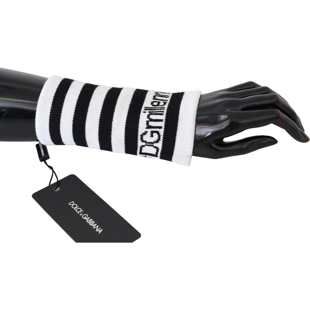 Dolce & Gabbana Black White Wool DGMillennials Wristband Wrap LB3023