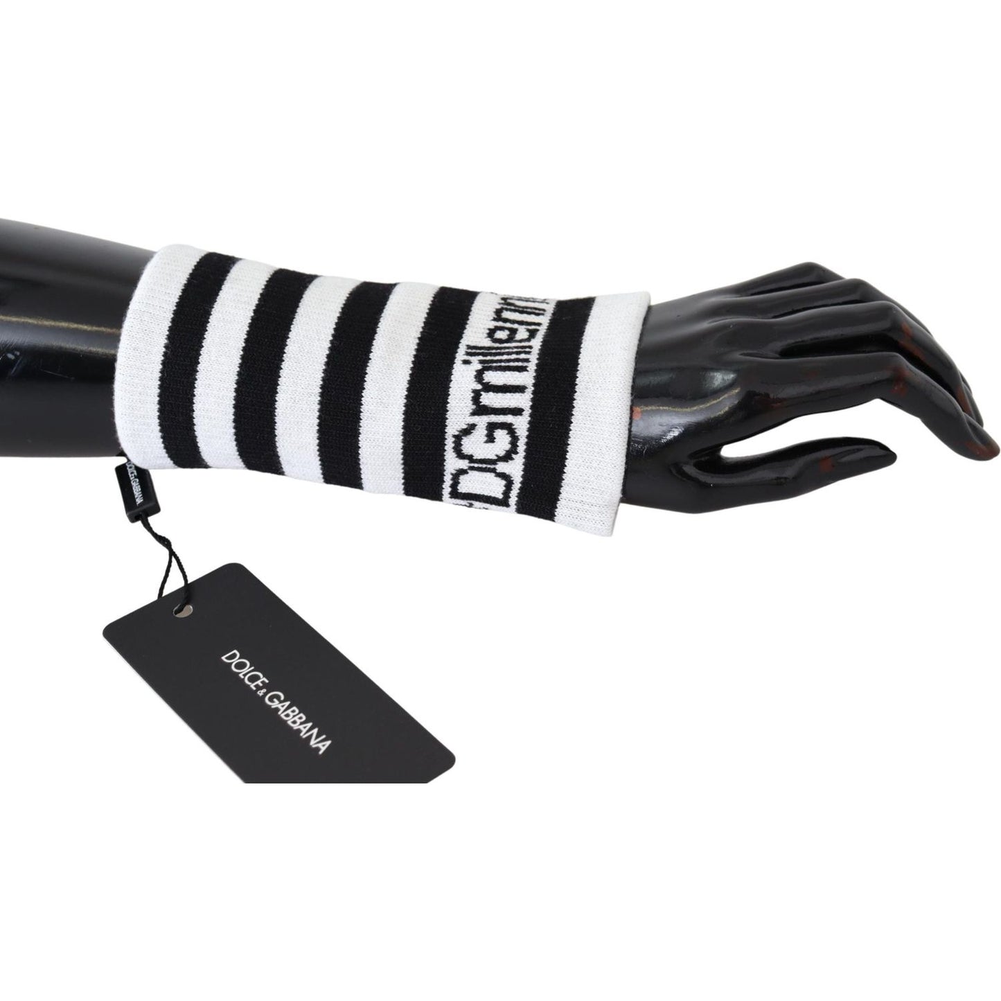 Dolce & Gabbana Black White Wool DGMillennials Wristband Wrap LB3023
