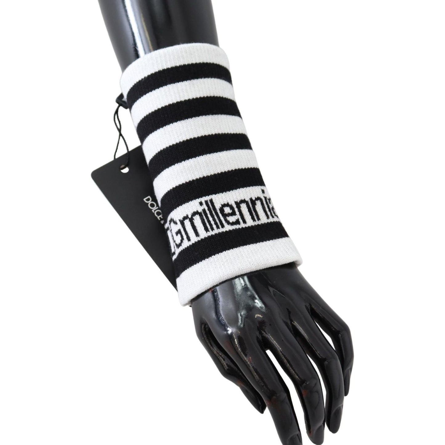 Dolce & Gabbana Black White Wool DGMillennials Wristband Wrap LB3023