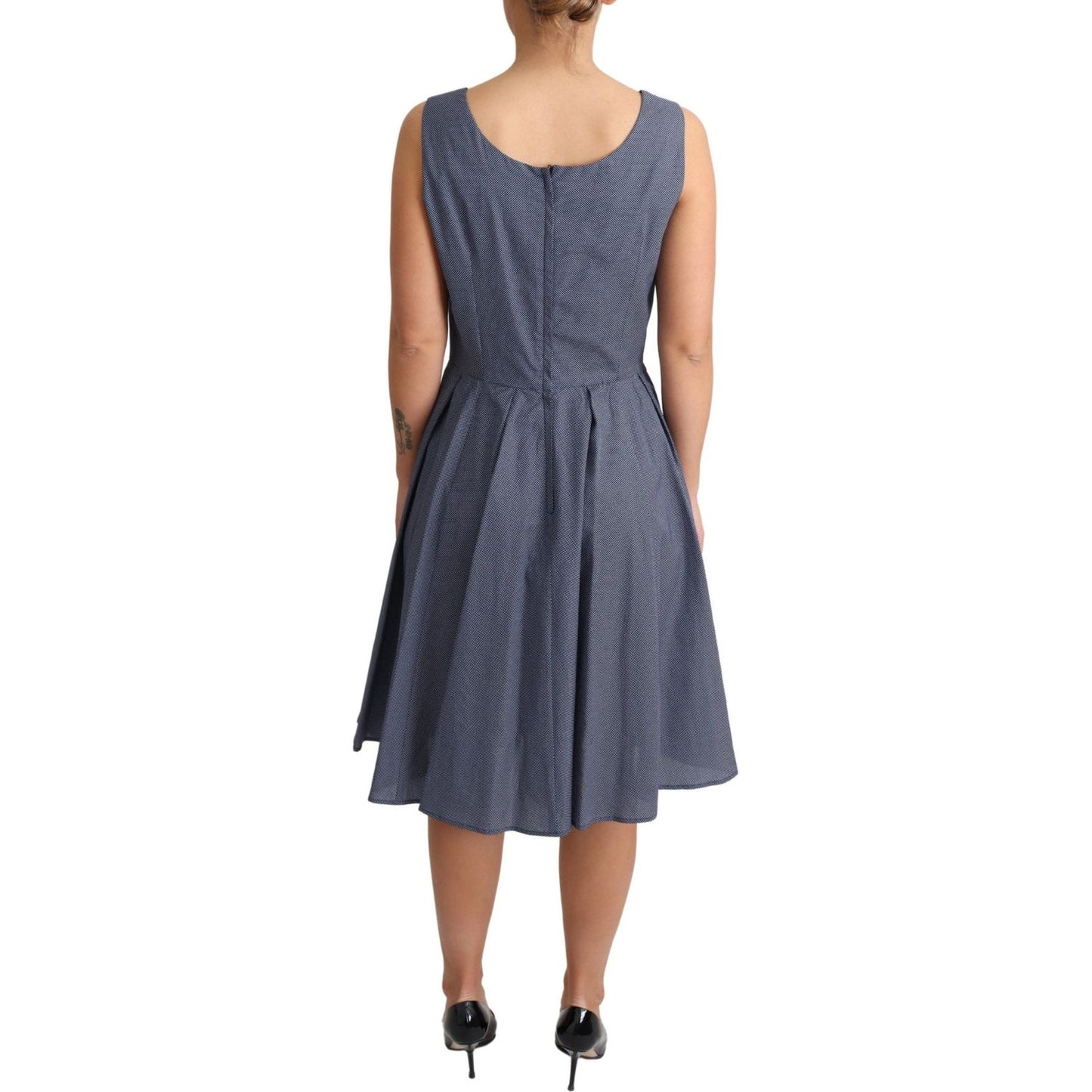 Dolce & Gabbana Blue Polka Cotton A-Line Stretch Dress DR2749-IT42
