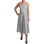Dolce & Gabbana Blue White Floral Cotton A-Line Dress DR2752-40