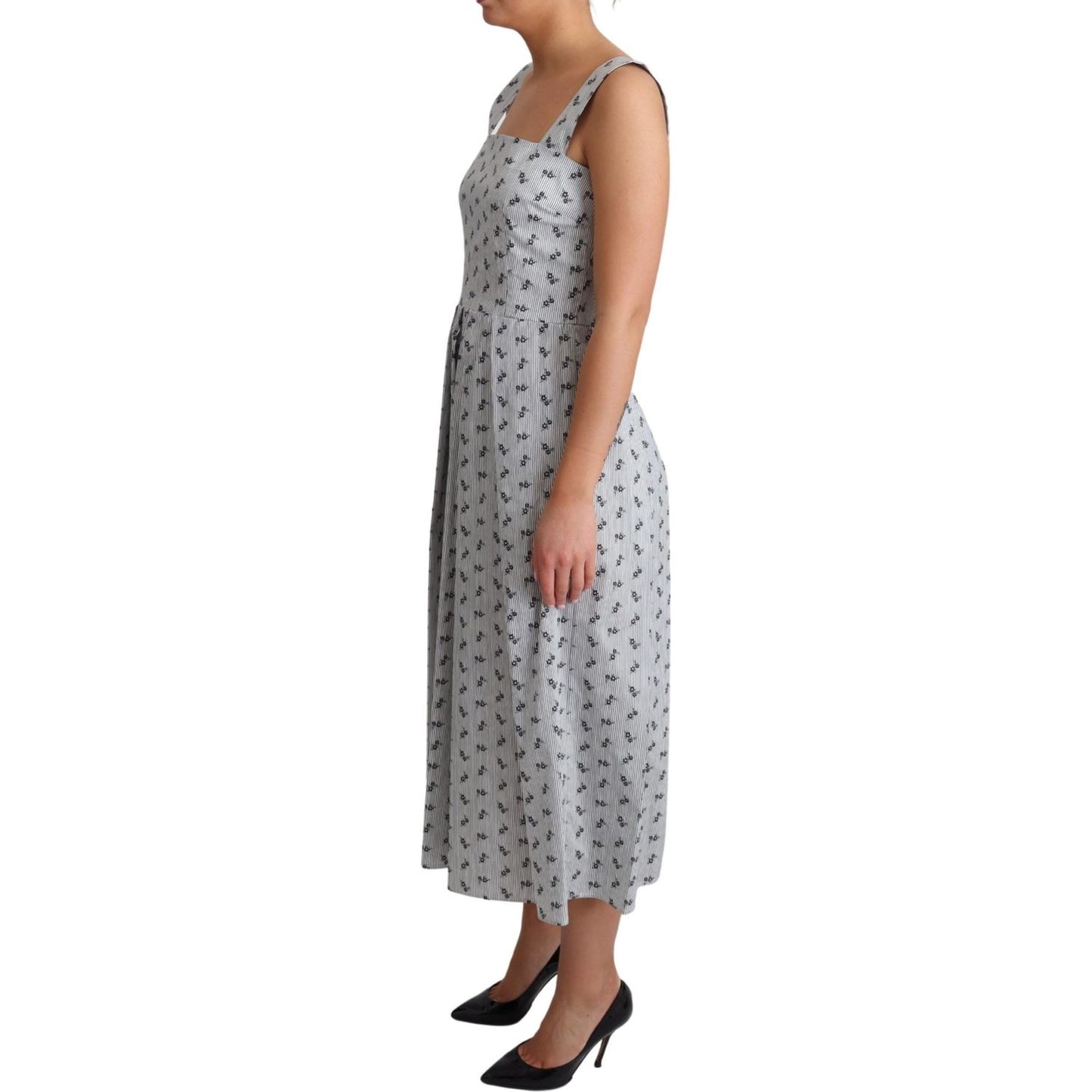 Dolce & Gabbana Blue White Floral Cotton A-Line Dress DR2752-40