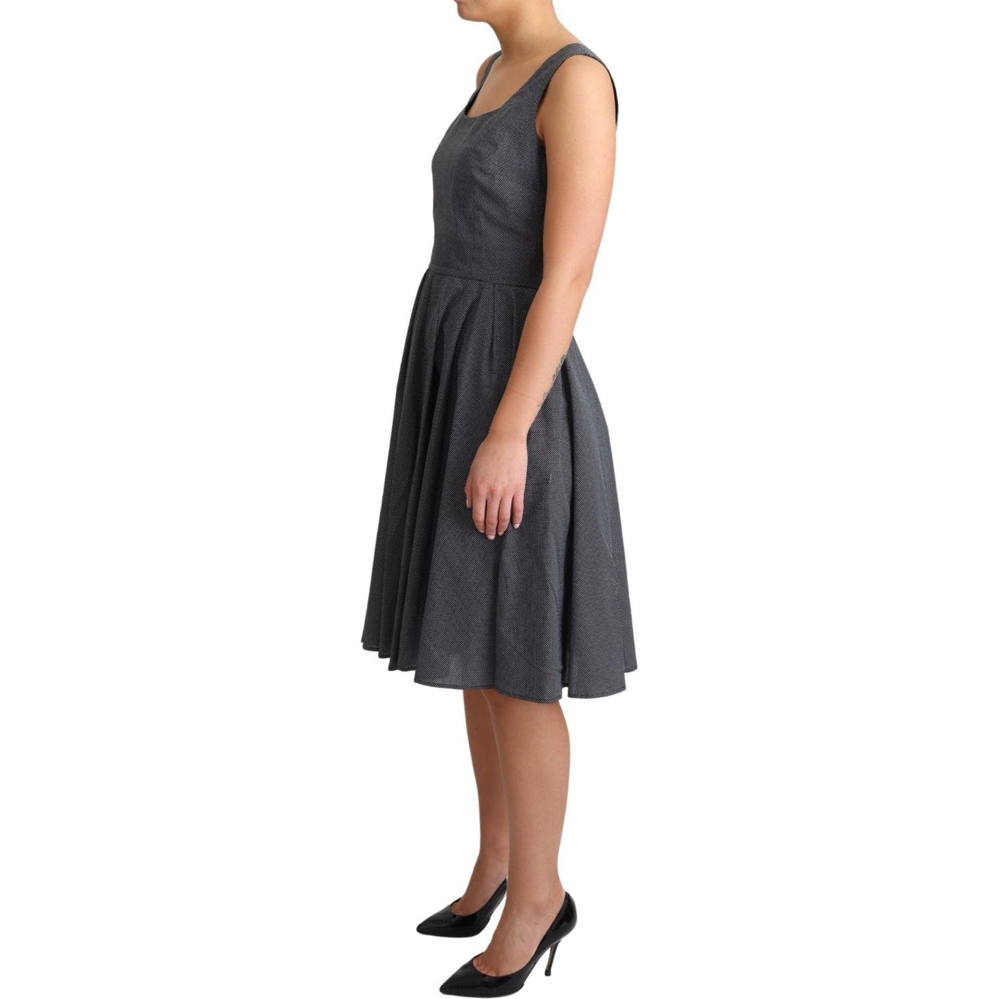 Dolce & Gabbana Black Polka Dotted Cotton A-Line Dress DR2758-40