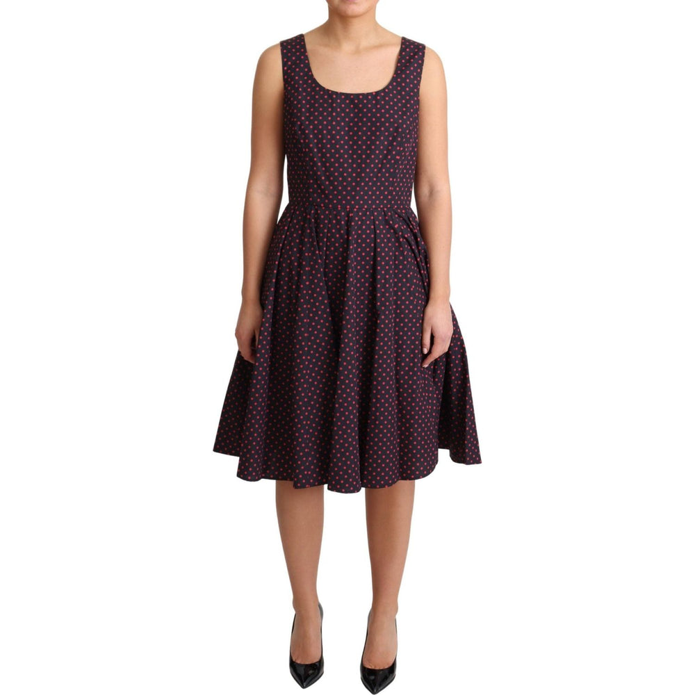 Dolce & Gabbana Red Blue Polka Cotton A-Line Gown Dress DR2762-42