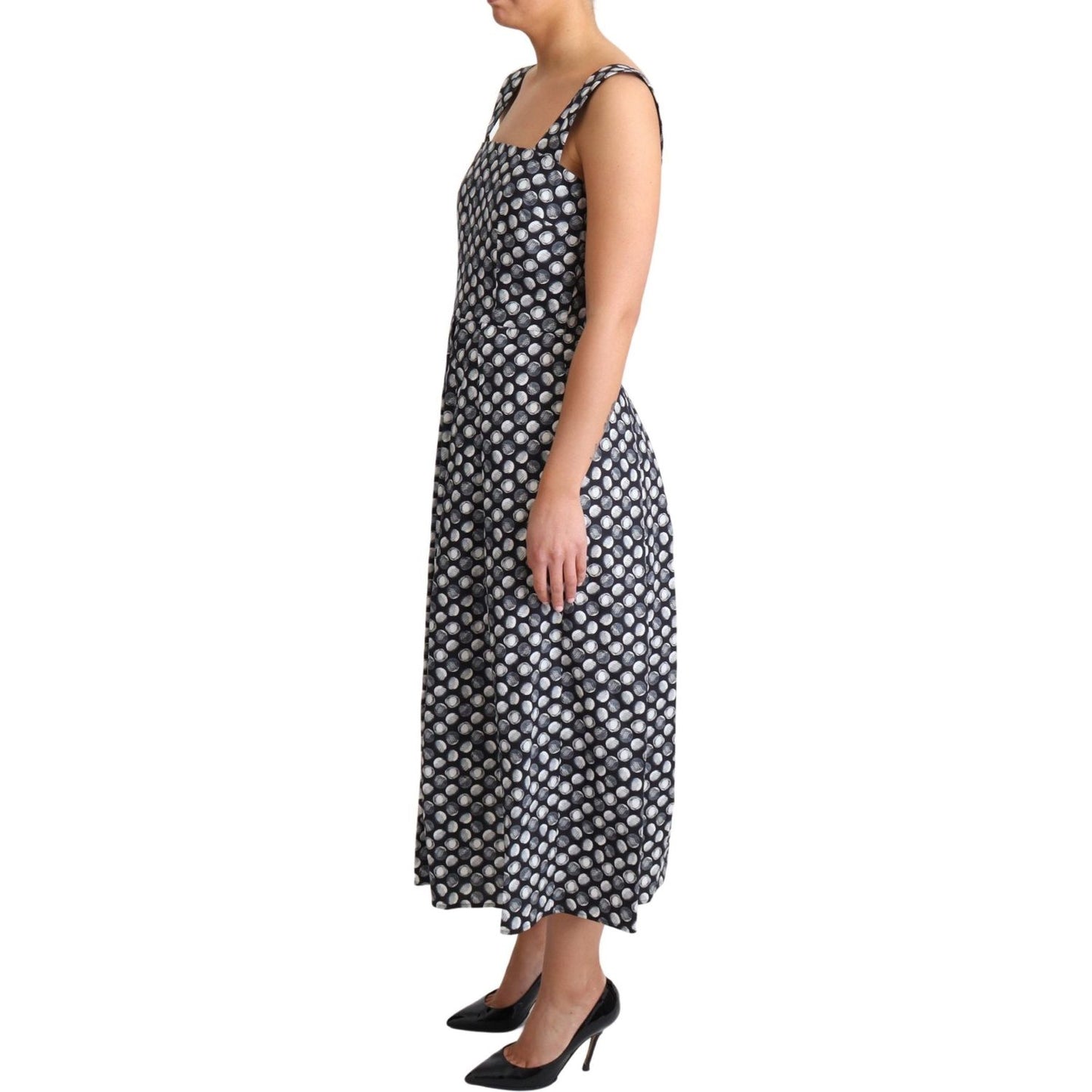 Dolce & Gabbana Blue Geometric Cotton A-Line Gown Dress DR2768-38