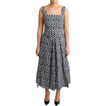 Dolce & Gabbana Blue Geometric Cotton A-Line Gown Dress DR2768-38