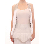 Arzu Kaprol White Lashes Open Back Vest Jacket GSS10321-2
