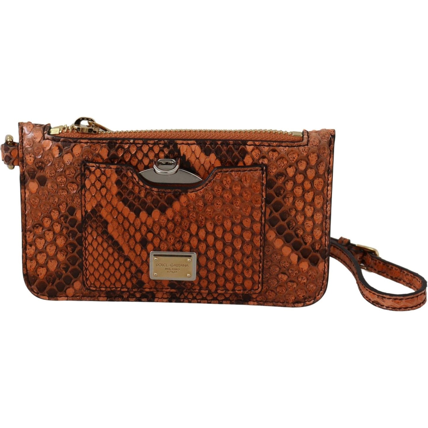 Dolce & Gabbana Brown Leather Coin Purse Wristlet Mirror AGNESE Wallet VAS12388