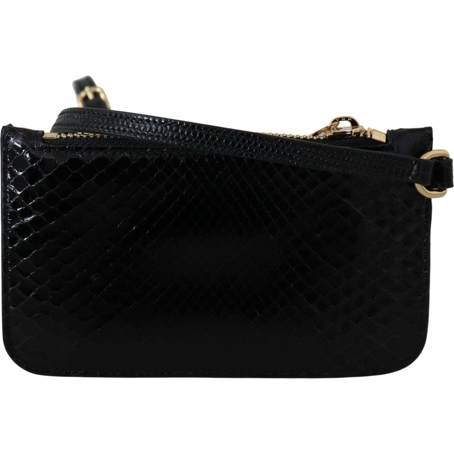 Dolce & Gabbana Black Leather Coin Purse Wristlet Mirror Agnese Wallet VAS12389