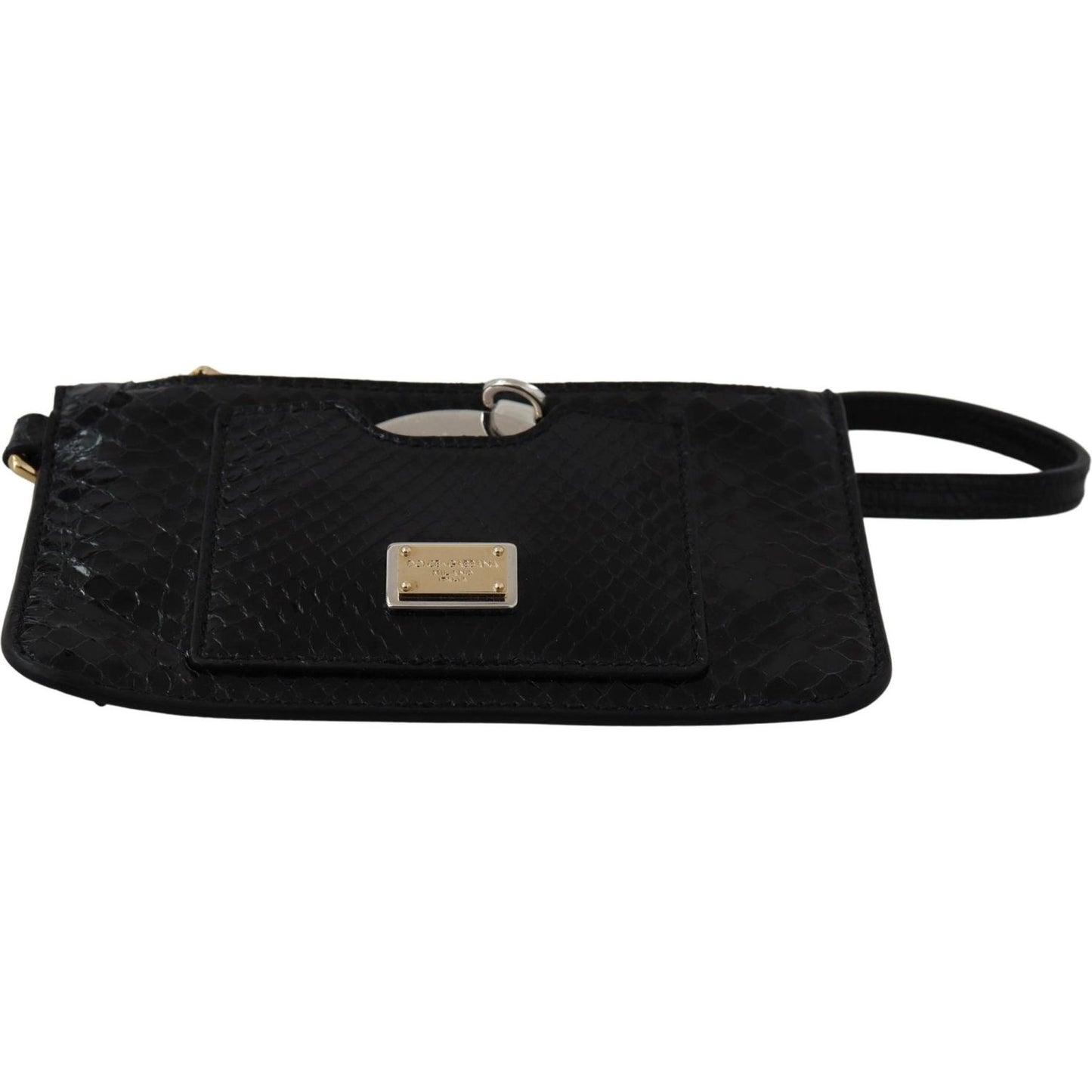 Dolce & Gabbana Black Leather Coin Purse Wristlet Mirror Agnese Wallet VAS12389