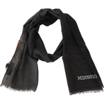 Missoni Elegant Black Wool Scarf with Embroidered Logo Missoni Dark Slate Gray