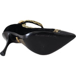 Dolce & Gabbana Black Velvet Gold Mary Janes Pumps LA8669-35