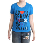 Moschino Blue Cotton Alphabet Letter Print Tops TSH5075-40