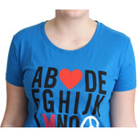 Moschino Blue Cotton Alphabet Letter Print Tops TSH5075-40
