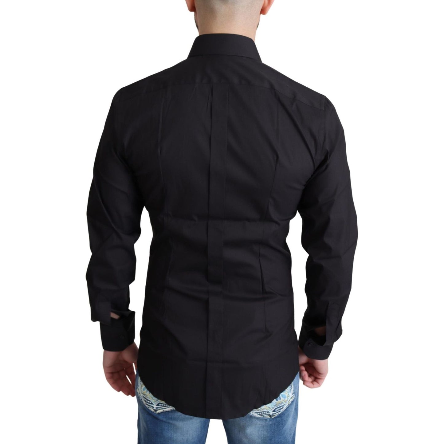 Dolce & Gabbana Black Cotton Blend Formal Dress Shirt