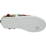 Dolce & Gabbana White Roses Sequined Crystal Womens Sneakers Shoes LA7516-36
