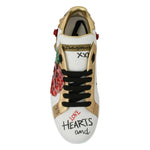 Dolce & Gabbana White Roses Sequined Crystal Womens Sneakers Shoes LA7516-36