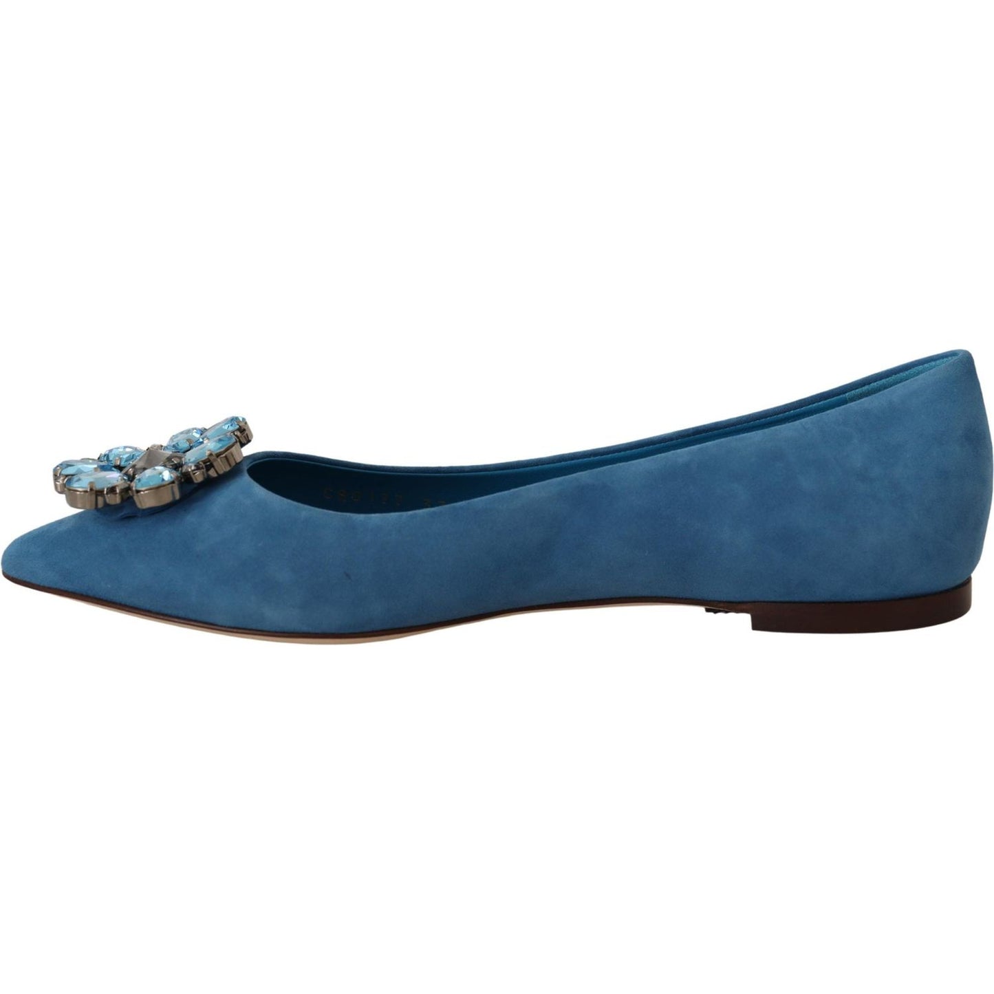 Dolce & Gabbana Blue Suede Crystals Loafers Flats Shoes LA9013-35