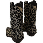 Dolce & Gabbana Gray Black Leopard Cowboy Boots Shoes LA9033-37