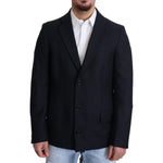 Dolce & Gabbana Dark Blue Wool Single Breasted Coat Jacket JKT2899-46