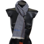 Missoni Elegant Gray Wool Scarf with Stripes and Fringes Missoni Dark Slate Gray