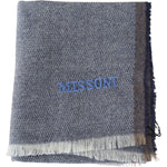 Missoni Elegant Gray Wool Scarf with Stripes and Fringes Missoni Dim Gray