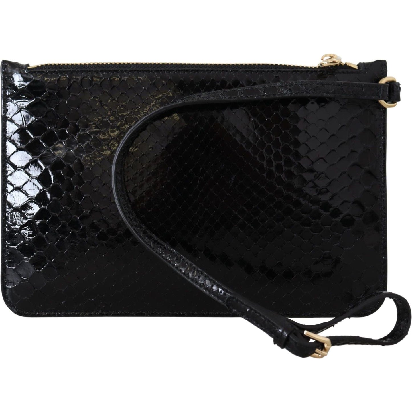 Dolce & Gabbana Black Leather Coin Purse Wristlet Mirror Agnese Wallet vas12501