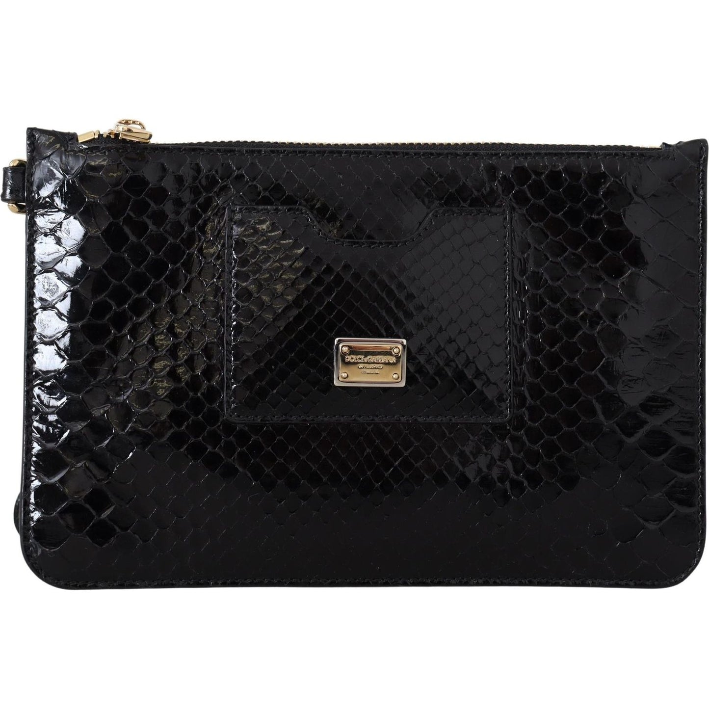 Dolce & Gabbana Black Leather Coin Purse Wristlet Mirror Agnese Wallet vas12501
