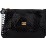 Dolce & Gabbana Black Leather Coin Purse Wristlet Mirror Agnese Wallet vas12501