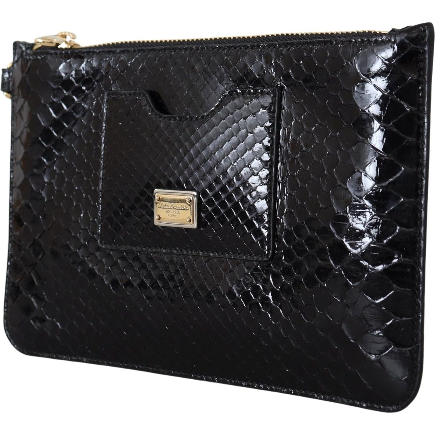 Dolce & Gabbana Black Leather Coin Purse Wristlet Mirror Agnese Wallet vas12501