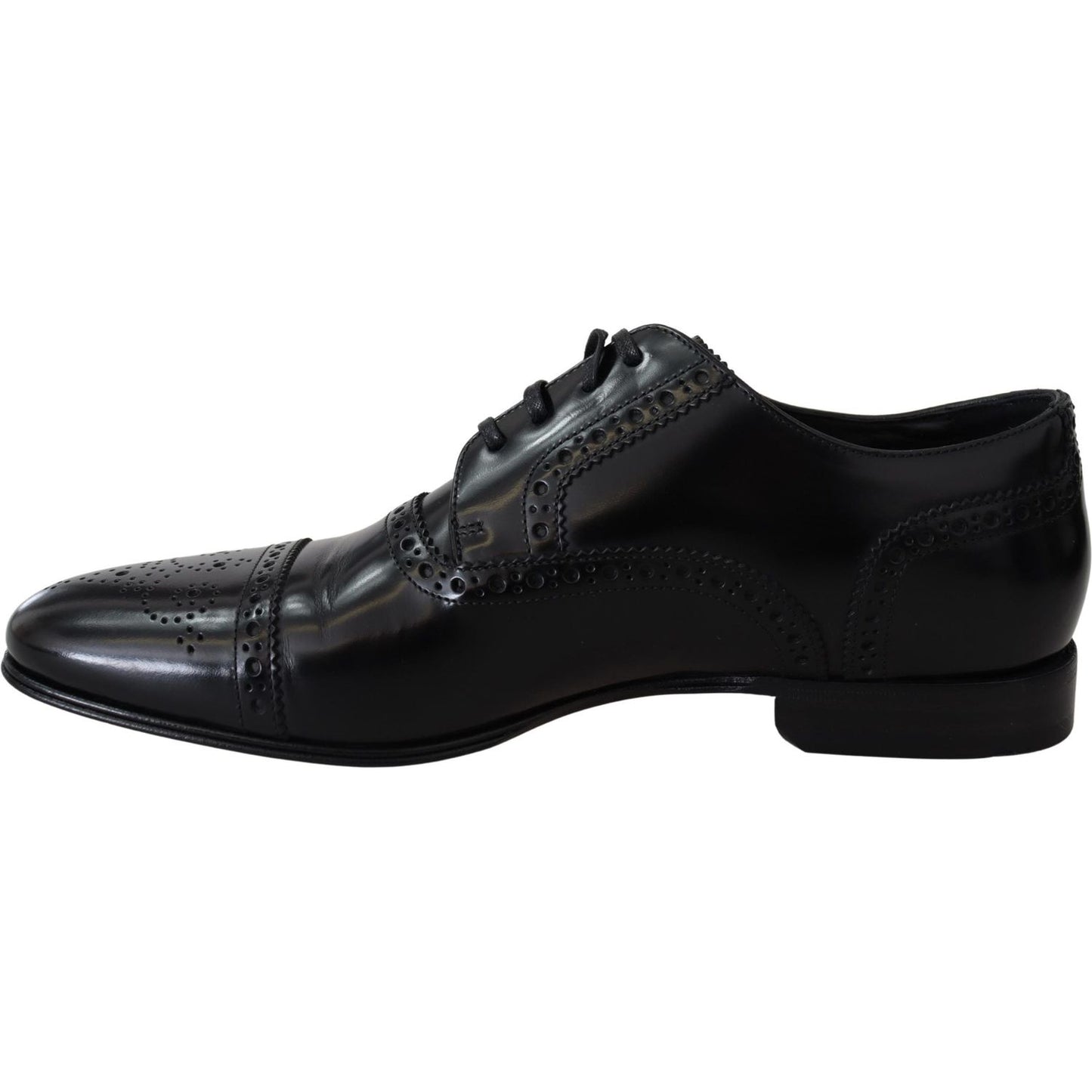 Dolce & Gabbana Black Leather Men Derby Formal Loafers Shoes