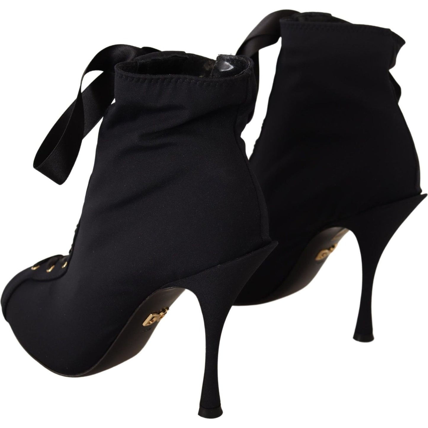 Dolce & Gabbana Black Stretch Short Ankle Boots Shoes LA9027-36