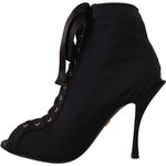 Dolce & Gabbana Black Stretch Short Ankle Boots Shoes LA9027-36